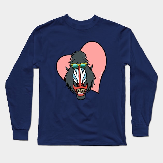 Valentine Mandrill Long Sleeve T-Shirt by Dark_Inks